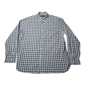 Ralph Lauren Men's 17.5 44 Blue Green Plaid Button Down Shirt Classic Fit Logo